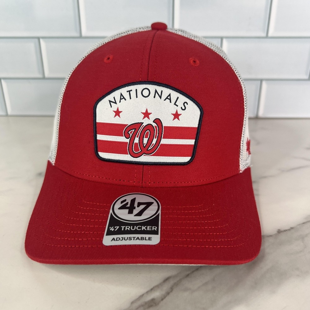Washington Nationals Hat Cap Snap Back Red White Trucker '47 Baseball Mens OSFA